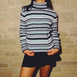 Striped long sleeve turtleneck